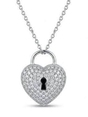 Heart Lock Necklace, 925 Sterling Silver Charmed Aroma